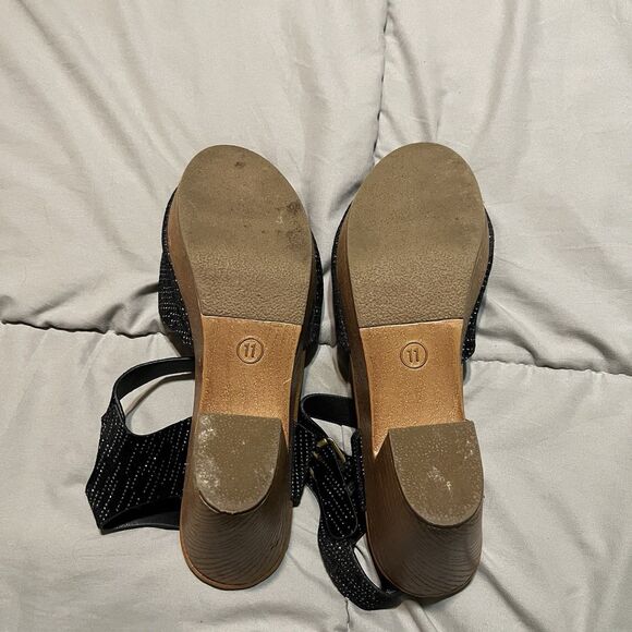 Universal Thread Womens Size 11 Marcia Clogged Heel Jet Black Sparkle Clogs - Picture 8 of 9